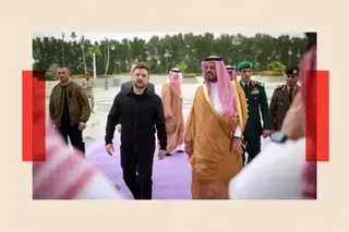 Reuters Ukraine's President Volodymyr Zelenskiy meeting Deputy Governor of Makkah Region Prince Saud bin Mishaal bin Abdulaziz during his visit to Jeddah, Saudi Arabia, March 26, 2026. Zelensky is dressed all in black.