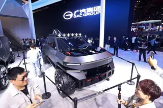 A GAC Montx concept car is displayed on the opening day of Auto China in Beijing. Photo: AFP