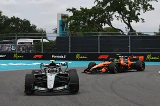 Kimi Antonelli and Lando Norris battle it out at the front of the race.