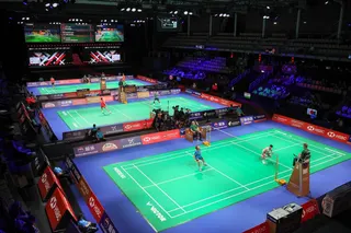 Malaysia men’s singles player Leong Jun Hao in action against Kodai Naraoka of Japan in their Group B match of the BWF Thomas & Uber Cup Finals 2026 at Forum Horsens April 29, 2026. — Bernama pic