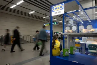 A mini Ikea show box in one of Beijing subway stations. Footfall at smaller-format stores could improve, given their locations closer to residential areas and transport hubs, according to analysts. Photo: Shutterstock