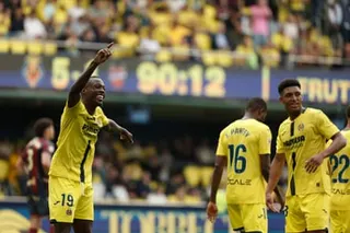 Nicolas Pépé celebrates scoring Villarreal’s fifth goal in the 5-1 demolition of Levante on Saturday.