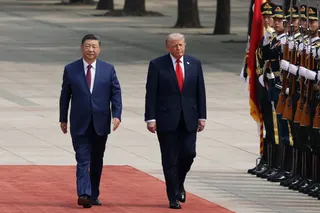 Donald Trump and Xi Jinping during a welcome ceremony at the Great Hall of the People in Beijing on May 14.