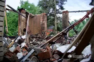 Dnipropetrovsk regional administration / Telegram A destroyed house in the Dnipropetrovsk region, following a Russian drone attack. Photo: 17 May 2026