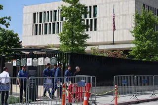 Iran's national football team players and members of their delegation leave the US Embassy in Ankara after submitting their visa applications ahead of the 2026 FIFA World Cup, on May 21, 2026. The Iranian football federation vice-president said on May 20, 2026 he was "very confident" in FIFA's protocols as the team prepare to play at the World Cup in the United States. The players are to stay several weeks before heading to the World Cup that is being co-hosted by the US, which began bombing Ira