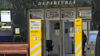 Departure terminal in LaGuardia.