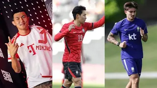 韓國26人世界盃名單中，金玟哉（左）、李剛仁（中）入列，還有德裔混血Jens Castrop（右）。（圖／翻攝自X@FC Bayern、IG@kanginleeoficial、@jenscastrop）