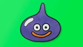An early ink and watercolor illustration of a Dragon Quest slime by Akira Toriyama, from the book Dragon Quest Illustrations. The Slime is teardrop shaped with wide-open circular eyes and a smirking smile.