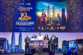 (From left) Communications Minister Fahmi Fadzil, Minister in the Prime Minister’s Department (Federal Territories) Hannah Yeoh, and Live Nation Malaysia & PR Worldwide Managing Director Para Rajagopal pose with a mock season ticket alongside other VIPs during the official media launch of ‘KL Headline Season 2026’ in Kuala Lumpur, May 25, 2026. — Picture by Raymond Manuel