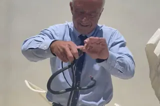 Robert Kennedy Jnr is seen in an online video handling two snakes with his bare hands as one of them tries to bite him. Image: X/RobertKennedyJr