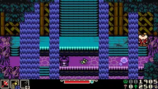 Mina the Hollower screenshot in 8-bit style showing purple waterfalls and bubbling rivers