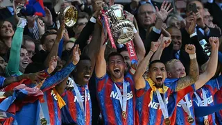 Crystal Palace players celebrate lifting the FA Cup