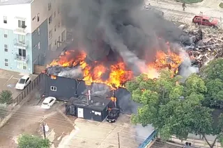 Casualties have been confirmed in a fire at a block of flats in Dallas, Texas on Thursday. Photo: KDFW FOX 4 via AP