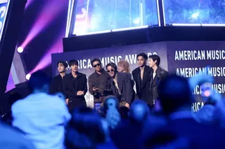 BTS members attend the American Music Awards in Las Vegas on Monday. Photo: Reuters