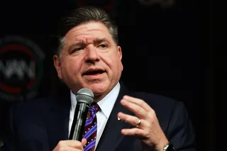 NEW YORK NEW YORK  APRIL 09 Illinois Democratic Governor JB Pritzker a potential future presidential candidate speaks...