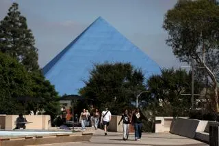 LONG BEACH, CALIFORNIA - OCTOBER 01: The Mike and Arline Walker Pyramid on the campus of California State University, Long Beach (CSULB) on Wednesday, Oct. 1, 2025 in Long Beach, California. (Gary Coronado / For The Los Angeles Times)