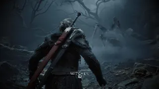 An over-the-shoulder view of an armoured character with two swords on their back rushing a monster in the distance.