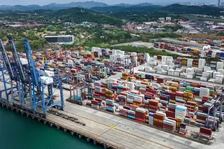 Containers sit at the Balboa terminal, formerly run by CK Hutchison’s Panama Ports, after the Panama government ordered the occupation of the port following a court ruling that the concession was unconstitutional. Photo: AP
