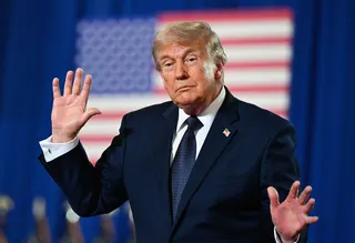SUFFERN NEW YORK  MAY 22 U.S. President Donald Trump dances on stage after delivering remarks during a campaign and...