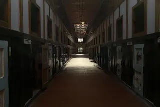 A view of former prison cells at the Abashiri Prison Museum.