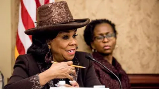Rep. Frederica Wilson, D-Fla., speaks during a forum on violence prevention and school safety measures
