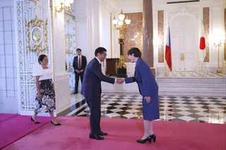 Philippine President Ferdinand Marcos Jnr meets Japanese Prime Minister Sanae Takaichi (right) at the Akasaka Palace state guest house in Tokyo on Thursday. Photo: EPA