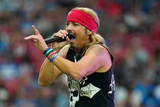Singer Bret Michaels performs at halftime during an NFL football game in Glendale, Arizona, in September 2019. Photo: AP