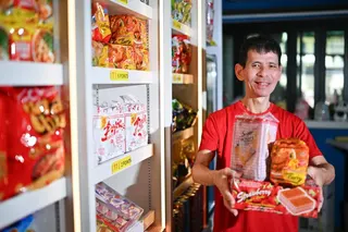 Poh Lian Heng at the minimart in St Andrew’s Nursing Home (Buangkok).