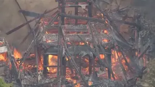 Temple hall burning
