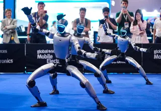 Unitree robots perform kung fu moves at an exhibition in Hong Kong in April. Photo: Eugene Lee