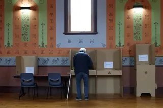 A man votes inside a pre-polling centre ahead of the Farrer by-election in Corowa, Australia, on May 6. One Nation claimed its first lower house seat in the by-election. Photo: Reuters