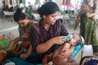 Children suffering from measles receive treatment at a hospital in Dhaka amid the disease’s outbreak in Bangladesh. Photo: dpa