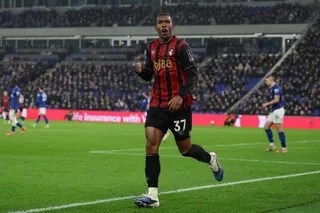 Soccer Football - Premier League - Everton v AFC Bournemouth - Hill Dickinson Stadium, Liverpool, Britain - February 10, 2026 AFC Bournemouth's Rayan celebrates scoring their first goal REUTERS/Phil Noble EDITORIAL USE ONLY. NO USE WITH UNAUTHORIZED AUDIO, VIDEO, DATA, FIXTURE LISTS, CLUB/LEAGUE LOGOS OR 'LIVE' SERVICES. ONLINE IN-MATCH USE LIMITED TO 120 IMAGES, NO VIDEO EMULATION. NO USE IN BETTING, GAMES OR SINGLE CLUB/LEAGUE/PLAYER PUBLICATIONS. PLEASE CONTACT YOUR ACCOUNT REPRESENTATIVE FOR