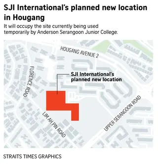 Map of SJI International’s planned new location in Hougang.