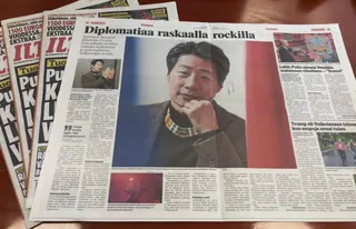 林昶佐接受芬蘭媒體訪問。(圖／翻攝自臉書）