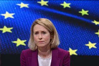 EU Vice-President for Foreign Affairs and Security Policy Kaja Kallas gives an interview at the EU headquarters in Brussels on Wednesday. Photo: AFP