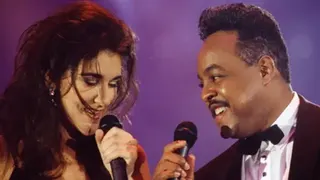 Getty Images anadian singer Celine Dion and American R&B and soul singer and songwriter Peabo Bryson attend the 1992 Wolrd Music Awards ceremony in Monaco, May 14, 1992.