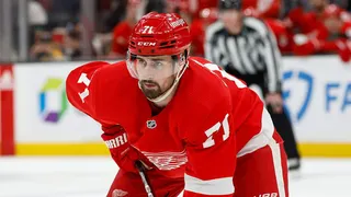 Dylan Larkin skating on ice during hockey game at TD Garden