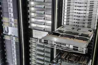 An AI data centre architecture is seen at the Wiwynn booth during Computex in Taipei on June 2. Photo: AFP