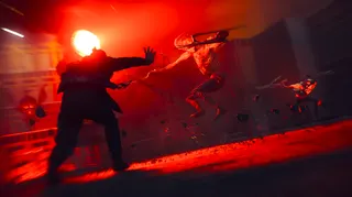Dylan attacks a Hiss monster in Control Resonant.