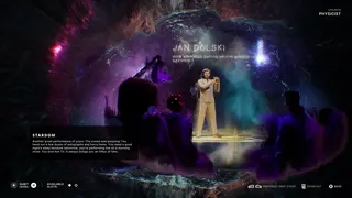 A screenshot from the cloning process in The Alters: Last Variable, showing a snapshot of a parallel life with some exposition text.