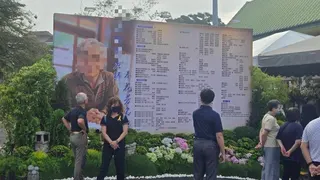 家屬今天舉行資深教師告別追思會。(記者郭韋綺／攝影)