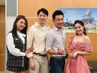 苗真（左）、羅子惟、傅子純、方琦一起合作《黃金歲月》。（民視提供）