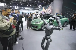 Shaping up: Chinese EV manufacturers including BYD and Xpeng are now accelerating plans to mass-produce humanoid robots. Photo: Kyodo
