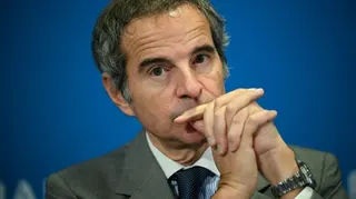 Director General of the International Atomic Energy Agency (IAEA) Raffael Grossi speaks to the media on the opening day of his agency’s quarterly Board of Governors meeting in Vienna, Austria, June 8, 2026. REUTERS/Elisabeth Mandl