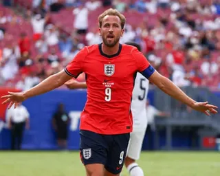 Harry Kane celebrates his goal against New Zealand – his 67th of the season