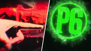 The Persona 6 Logo with another screenshot of hands from the trailer pointing at it
