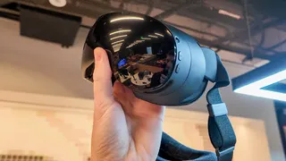 Hands-on with Valve's new VR headset, the Steam Frame, during an interview at Valve HQ in Bellevue, Washington.