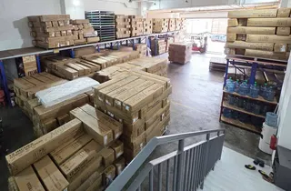 Some of the China-made mattresses falsely declared as Singapore goods are seen in a warehouse. Photo: Singapore Customs
