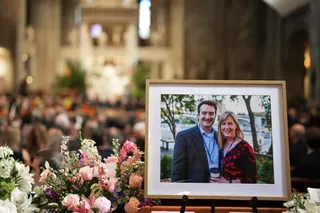 a photo of Mark and Melissa Hortman at a memorial
